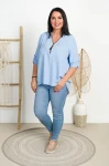 Bluzka z zipem VELMA błękitna Plus Size 42/46