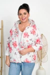Wiosenna Kurteczka z kapturem SOUL biała w kwiaty Plus Size 42/48