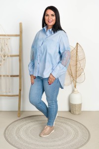 Koszula z koronką MELISA błękitna Plus Size 44/50