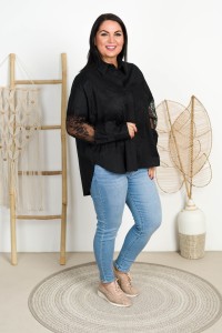 Koszula z koronką MELISA czarna Plus Size 44/50