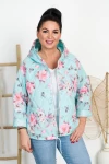 Wiosenna Kurteczka z kapturem SOUL miętowa w kwiaty Plus Size 42/48