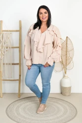 Koszula z żabotem RESIV beżowa Plus Size 44/48