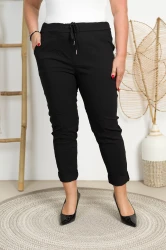 Spodnie Gnieciuchy Boyfriend LORD czarne Plus Size 42/48