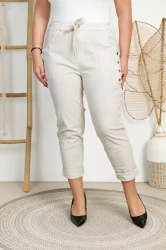 Spodnie Boyfriend KODI beżowe Plus Size 46/52 