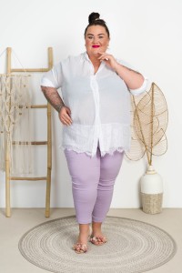 Koszula z koronką ELISA biała Plus Size 48/54