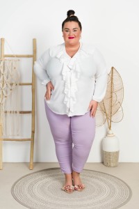 Koszula z żabotem RELONI biała Plus Size 48/52