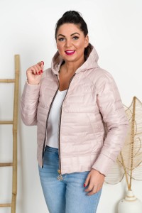 Kurtka z kapturem na wiosnę DOLORES pudrowa Plus Size 42-54
