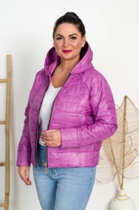 Kurtka z kapturem na wiosnę DOLORES fioletowa Plus Size 42-54