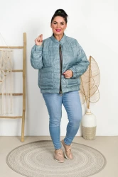 Kurtka Bomberka na wiosnę LORENS szarobłękitna Plus Size 42-52