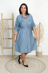 Sukienka Szmizjerka IRENA niebieska Plus Size 44/48