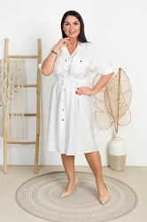 Sukienka Szmizjerka IRENA biała Plus Size 44/48