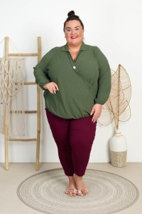 Koszula kopertowa MARYLA khaki Plus Size 48/52