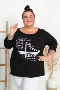 Czarna Bluzka z dłuższym tyłem DANIELA trampki Plus Size 48/54