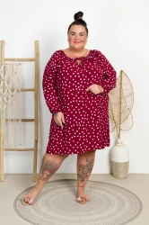 Sukienka Hiszpanka z kropki RAYA burgundowa 48/56