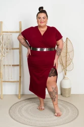 Sukienka dresowa BEATRIX burgundowa Plus Size 46/52