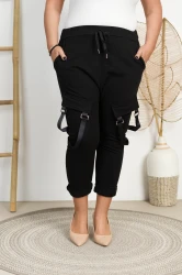 Spodnie dresowe z Szelkami TEAM czarne Plus Size 42/46