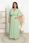 Szyfonowa Sukienka Maxi LUISA pistacjowa Plus Size 48/52