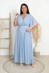 Szyfonowa Sukienka Maxi LUISA błękitna Plus Size 48/52