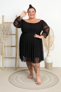 Sukienka siateczkowa TEQUILA czarna Plus Size 46/52