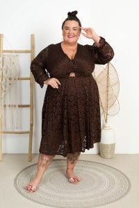 Sukienka koronkowa FRANCESCA czekoladowa Plus Size 46/52