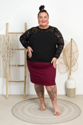 Bluzka z koronką MARRI czarna Plus Size 44/52
