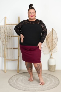 Bluzka z koronką MARRI czarna Plus Size 44/52