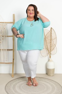 Bluzka z wisiorem TELMA miętowa Plus Size 50/54