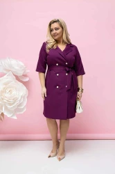 Marynarkowa Sukienka BRITNEY śliwkowa Plus Size 42-52