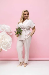 Elegancki Komplet LOVLY beżowy Plus Size 44-50