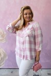 Koszula VIOLET w pudrową kratę Plus Size 44-58