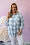 Koszula VIOLET w błękitną kratę Plus Size 44-58