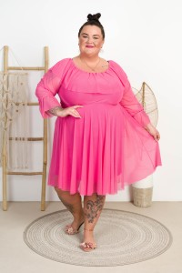 Sukienka siateczkowa TEQUILA różowa Plus Size 46/52