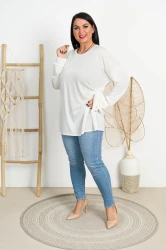 Bluzka z Wiązaniem OMAR biała Plus Size 46/52