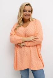 Sweter Oversize RADA brzoskwiniowy Plus Size 46/56