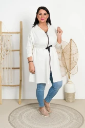 Parka Masełko z Kapturem MORGAN biała Plus Size 44/48