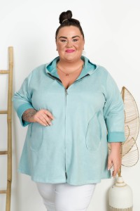 Narzutka Zamszowa na suwak CERINA miętowa Plus Size 50/56