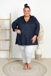 Narzutka Zamszowa na suwak CERINA granatowa Plus Size 50/56