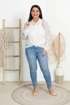 Koszula koronkowa KAMI biała Plus Size 44/50
