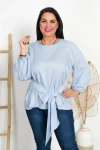 Bluzka elegancka z wiązaniem MARIENN błękitna Plus Size 44-52
