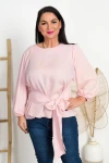 Bluzka elegancka z wiązaniem MARIENN pudrowa Plus Size 44-52