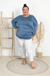 Bluzka z Wiązaniem OMAR jeansowa Plus Size 46/52