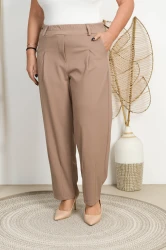 Eleganckie Spodnie BALOONS beżowe Plus Size 40-52