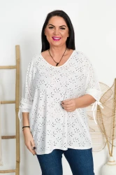 Bluzka Nietoperz Ażurowa DIVA biała Plus Size 48/54