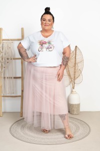 Tiulowa Spódnica SANTOS pudrowa Plus Size 46/54