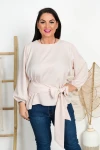 Bluzka elegancka z wiązaniem MARIENN beżowa Plus Size 44-52 