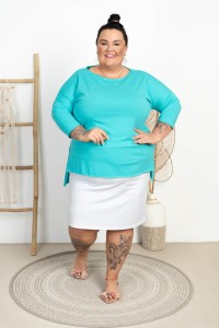 Bluzka Laserówka ANIKA turkusowa Plus Size 48/56