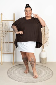 Bluzka typu Ponczo SANI czekoladowa Plus Size 48/60