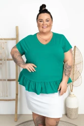 Bluzka z baskinką SLAVA zielona Plus Size 48/54