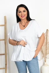Bluzka z baskinką SLAVA biała Plus Size 48/54