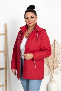 Kurtka z odpinanym kapturem ELA ciemna czerwona Plus Size 44-52